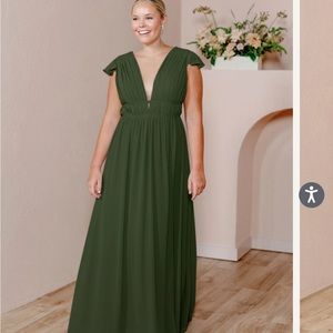 Revelry Cora Deep Olive Bridesmaid Dress